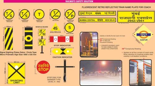 Rectangle Metal Railway Sign Board, For Safety Signage, Design Type : Standard