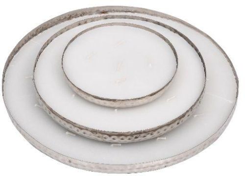 Hammered T-light Plate - Set Of 3 Wax Candles With Container & Multiple Wicking