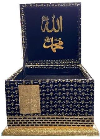 Foil Plating Wood Printed Square Quran Box, For Storage, Style : Antique