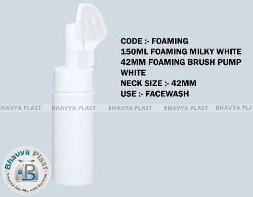 ROUND 150 ML FOAMING BOTTLE MILKY WHITE, For FACE WASH, Pattern : Plain