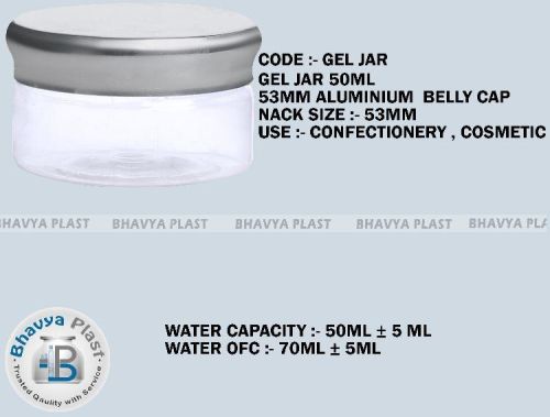 Plastic Plain 50 Ml Round Gel Jar, Color : Transparent