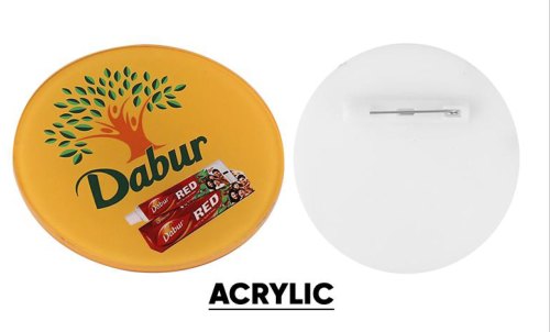 Round Printed Acrylic Badges, For Promotional, Size : Multisizes