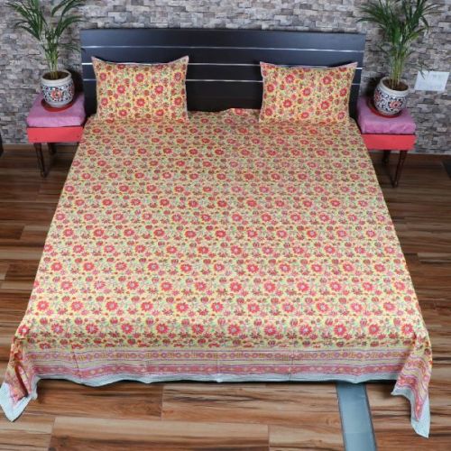 Cotton Hand Block Printed Bedsheet, For Home, Hospital, Hotel, House, Lodge, Picnic, Salon, Wedding