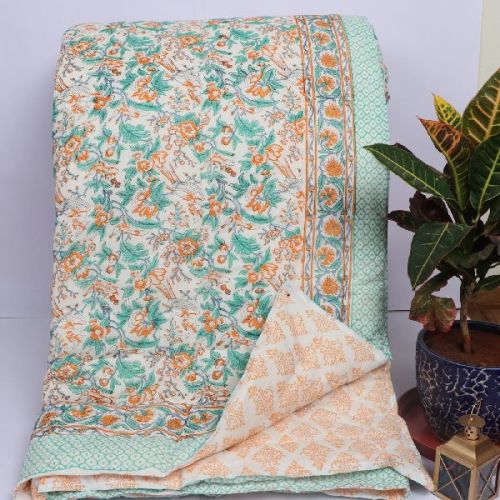 Cotton HAND BLOCK PRINTED FINE QUILTS 90*108, Weight : 1Kg