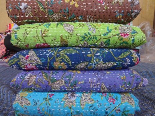 Cotton Kantha Quilts, For Single Bed, Technique : Quilted