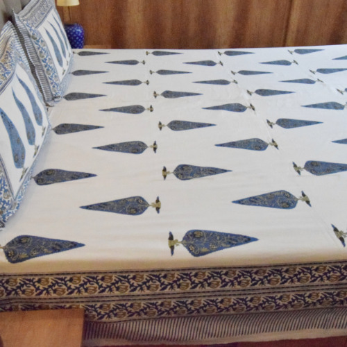 Cypress Blue Brown Buta Bedsheets