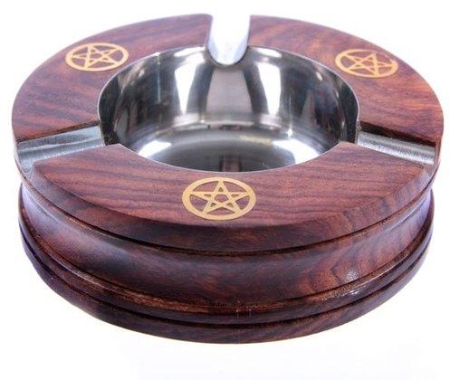 AIJAZ 300GRAM Wooden Ashtray, Size : 10 CM