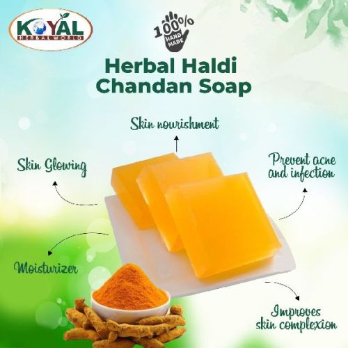 Rectangular Herbal Haldi Chandan Soap, For Bathing, Skin Care, Gender : Unisex