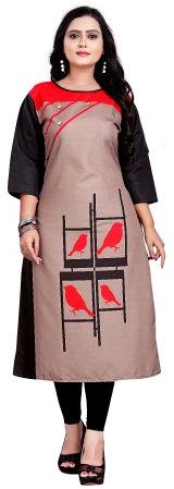Pink & Black Crepe Kurti, Size : S To XL