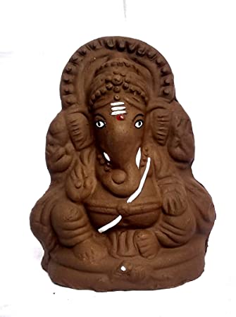 12 Inch Clay Ganesha Statue, For Home Decor