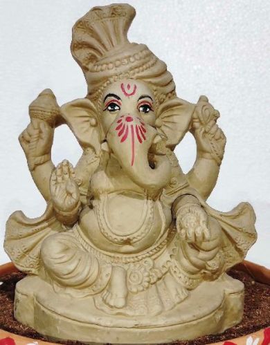 3 Feet Clay Colored Ganesha Statue, For Home Decor