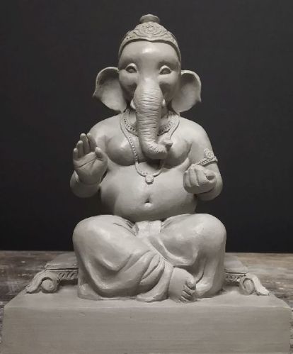 8 Inch Clay Colored Ganesha Statue, For Home Decor