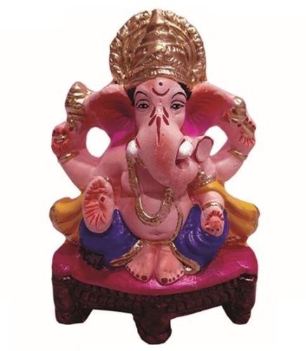 8 Inch Clay Ganesha Statue, For Home Decor