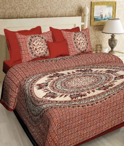 Bagru Print Double Bed Sheets, For Home, Hotel, Lodge, Size : Standard