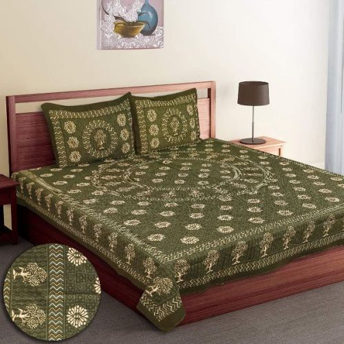 Dabu Print Double Bed Sheets, For Home, Hotel, Lodge, Size : Standard