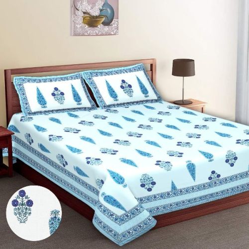 Cotton Gulmohar Double Bed Sheets, For Home, Hotel, Lodge, Size : Standard