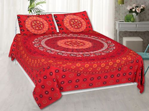 Jaipuri Print Double Bed Sheets, For Home, Hotel, Lodge, Size : Standard