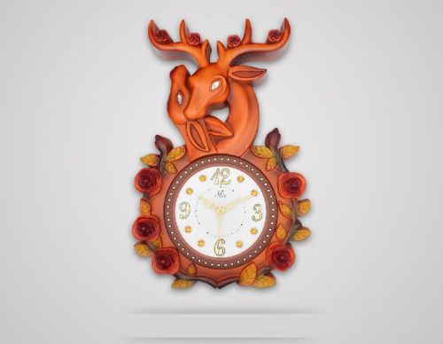 Plastic Deer Head Wall Clock, Display Type : Analog