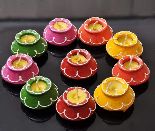 Decorative Matki Diyas, For Diwali, Color : Multicolor