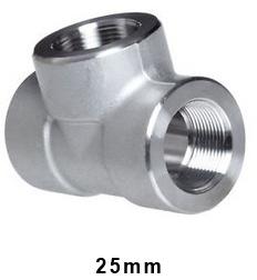 BTC Polished 25mm Stainless Steel Tee, For Pipe Fitting, Color : Silver
