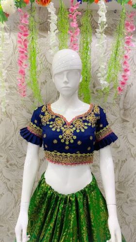 Banarasi Jacquard Embroidery Work Lace Lehenga, Feature : Dry Cleaning