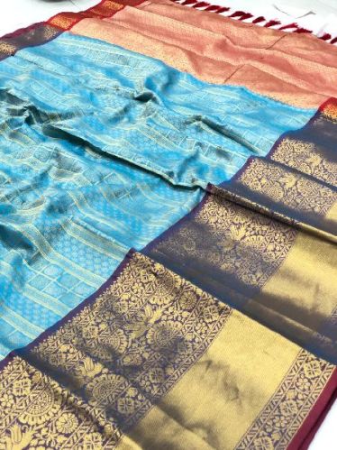 RPD Fashion Unstitched Kanchipuram Saree, Width : 5.5 Meter