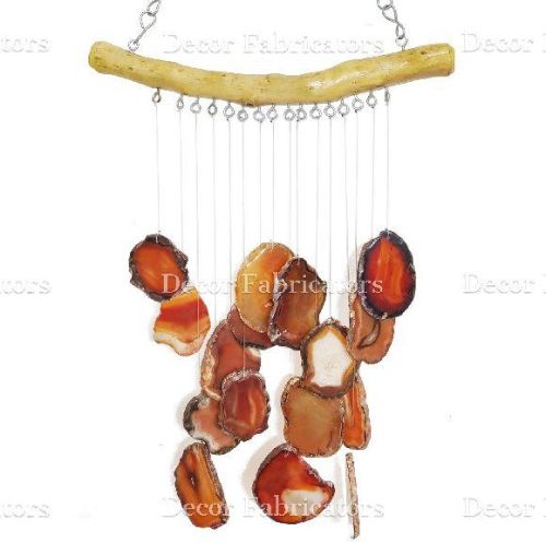 Brown Agate Stone Wind Chime With Wooden On The Top