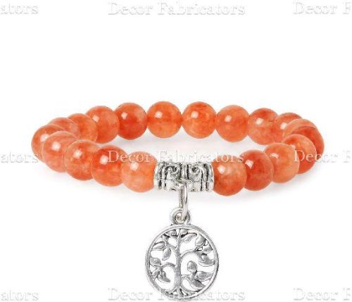 Semi Precious Carnelian Stone Bracelet With Charm