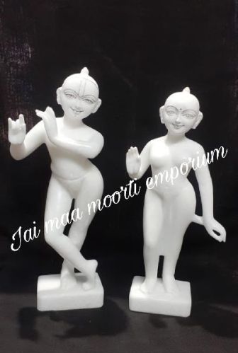 JMM Polished Natural Marble Iskcon Radha Krishna, Color : White