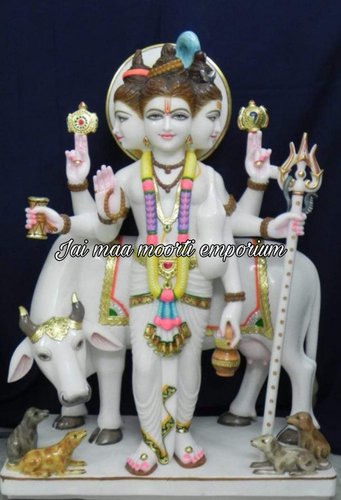 Powder Coated Plain Marble Lord Dattatreya Statue, Packaging Type : Cardboard Box