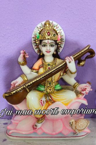 Polished Marble Saraswati Maa Statue, For Home, Feature : Fine Finishing