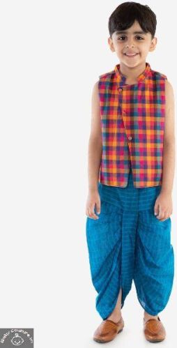 Boys Jacket Dhoti Set, Color : Blue