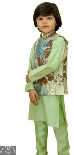 Pear Bear Boys Nehru Jacket Set, Color : Pistachio