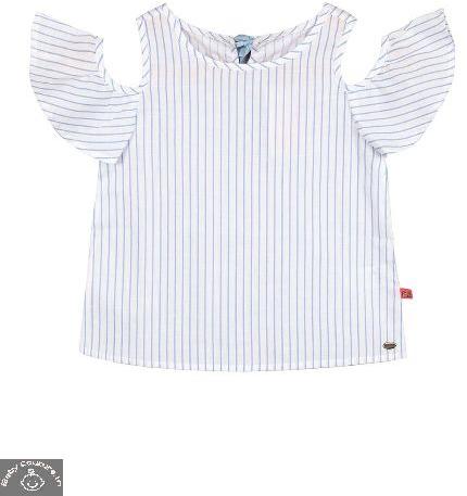 Cotton Cold-Shouldered Top, Color : Blue White