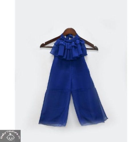 Georgette Girls Jumpsui, Color : Blue
