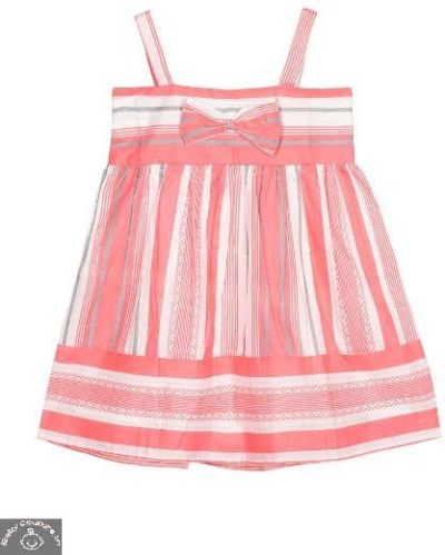 Girls Striped A- Line Dress, Color : Pink White