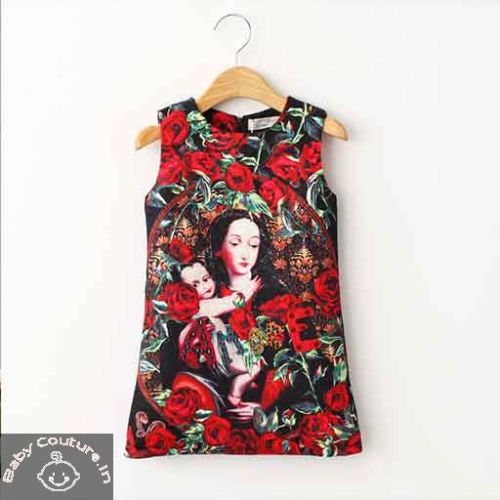 Kids Party Tunic, Color : Black Red