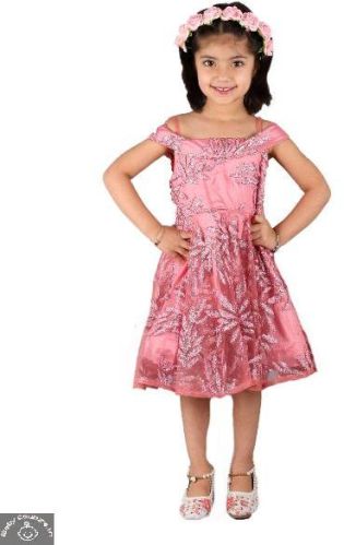 ChikkaPikka Shoulder Girls Dress, Color : Pink