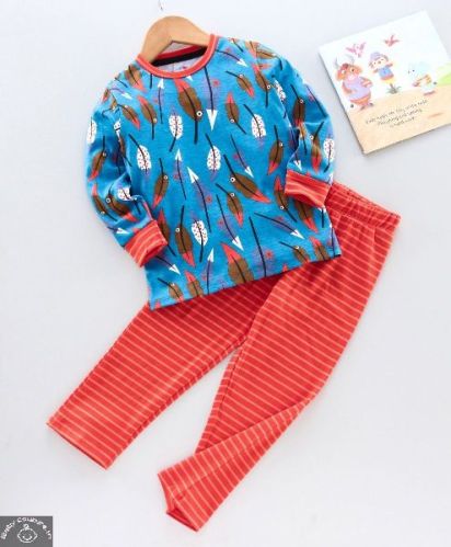 Cotton Jersey Unisex Kids Nightwear, Color : Blue, Orange