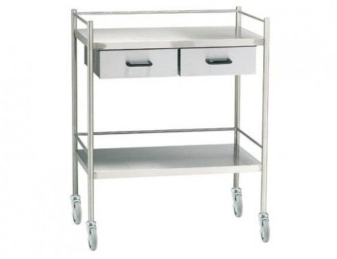 Stainless Steel Hospital Instrument Trolley, Color : Silver