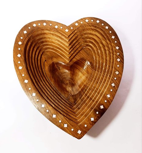 Wooden Heart Shape Folding Basket, For Carry To Fruits, Color : Brown