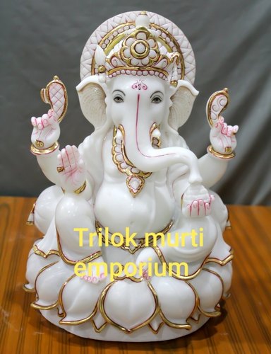 Polished Marble Ganesha Statue, For Temple, Packaging Type : Wooden Box