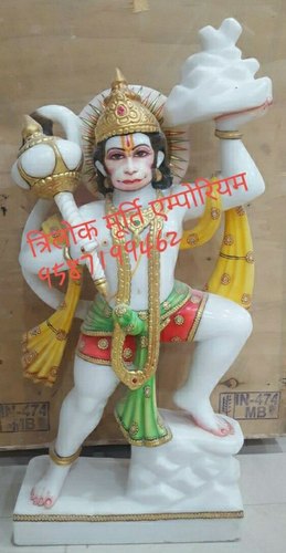 White Marble Hanuman Statue, For Worship, Temple, Pattern : Carved