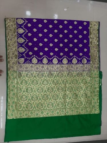 Banarsi Saree Katan Blue and Green