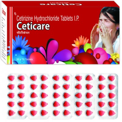 Cetirizine Hydrochloride Tablets, Packaging Type : Strip