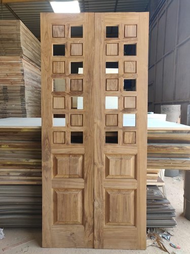 Hinged Teak Wood Pooja Door