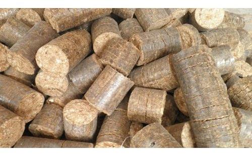 Wooden biomass briquettes