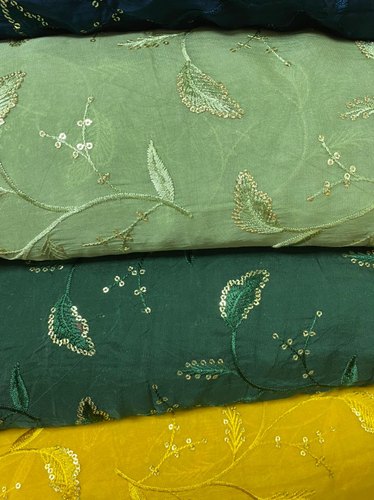 Organza Embroidered Fabric, Width : 44inch