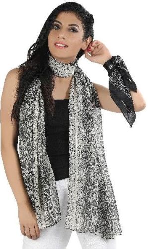 Poly Crinkeld Chiffon Animal Printed Scarves, Age Group : Adults