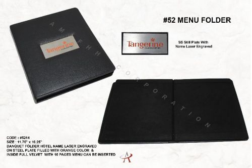 LEATHERETTE FOLDER WITH NAME ENGRAVED, Size : 11.75 X 10.25 Inches